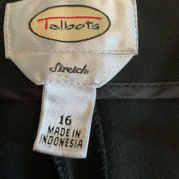 Talbots Pants Trousers Ankle Cropped Side Zip Button Closure Black Stretch 16 - Picture 3 of 9